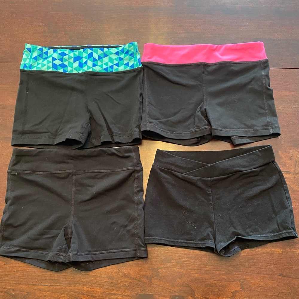 Lot of 4 pairs girls shorts for gym/dance